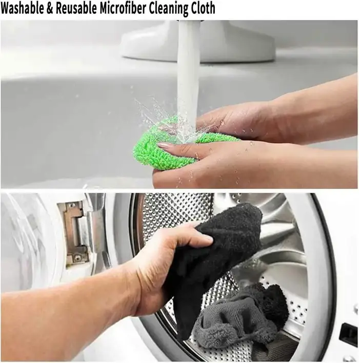 Kit de nettoyage de pare-brise de voiture télescopique avec 3 tampons en microfibre, flacon pulvérisateur, nettoyeur de vitres extensible pour l'intérieur et l'extérieur