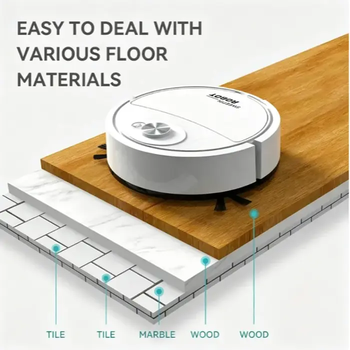 Aspirateur Mini Lenovo 3-en-1, robot aspirateur intelligent, robot de nettoyage domestique, balayage et lavage de la poussière pour la maison