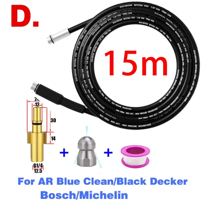 Tuyau de nettoyage d'eau de vidange d'égout de 15M, nettoyeur de tuyaux pour Karcher Huter Hammer Ni