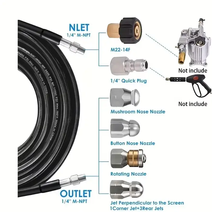 Kit de Jetter d'égout 100 pieds pour nettoyeur haute pression