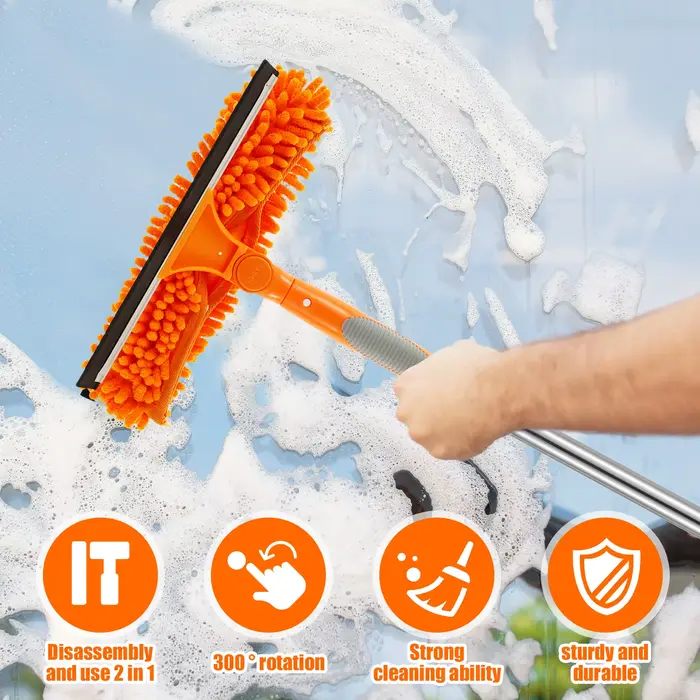 Ensemble d'outils de nettoyage de vitres extensibles 180 ° Vadrouille de fenêtre rotative à Long manche, essuie-glace domestique, brosse de nettoyage de la poussière, nouveau