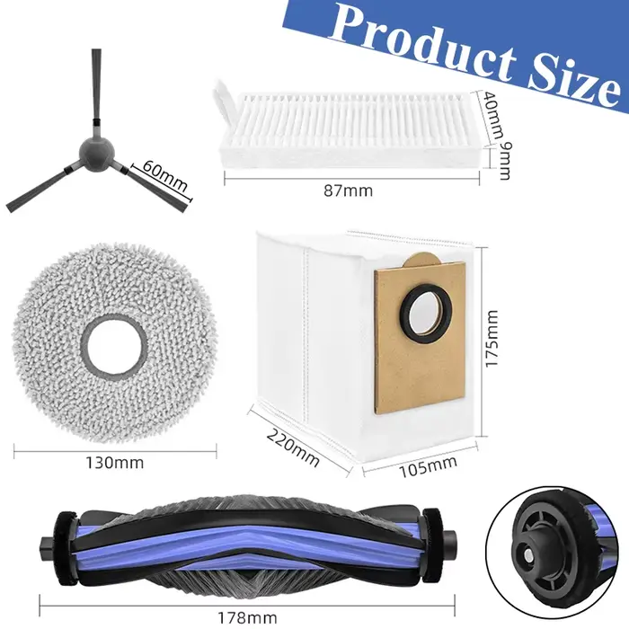 Pour (Lefant M3/M3 MAX/M3L) Robot aspirateur rouleau principal brosse latérale vadrouille tissu grande capacité sac à poussière HEPA Filte accessoires
