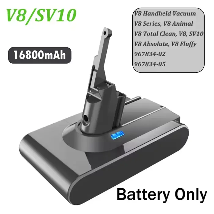 Batterie rechargeable Li-ion pour aspirateur Dyson V8 SV10 16800mAh/28000mAh 21.6V Absolute Animal