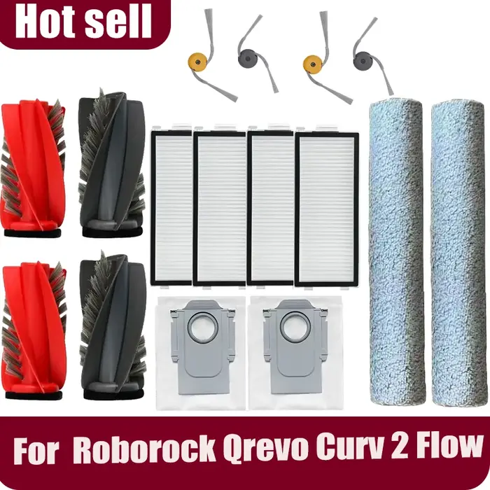 Roborock Qrevo Curv 2 flux/A2240RR Robot aspirateur pièces de rechange brosses latérales principales tissus de vadrouille filtres HEPA sacs à poussière accessoire