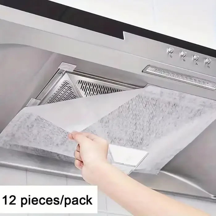 Lot de 12 filtres jetables en papier non tissé pour hotte de cuisine, anti-graisse et anti-huile, po