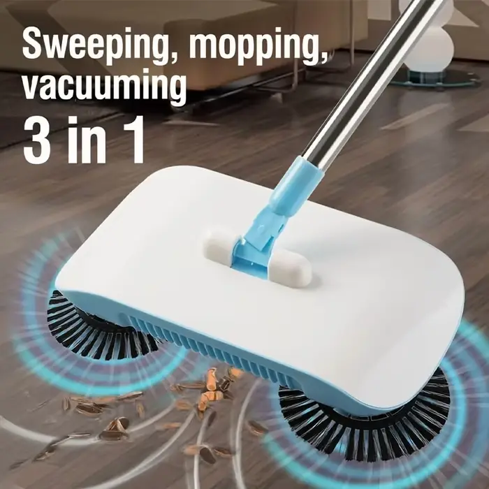 Balayeuse à pousser 3-en-1 pour le nettoyage domestique – Aspirateur humide et sec – Balai pour personne paresseuse