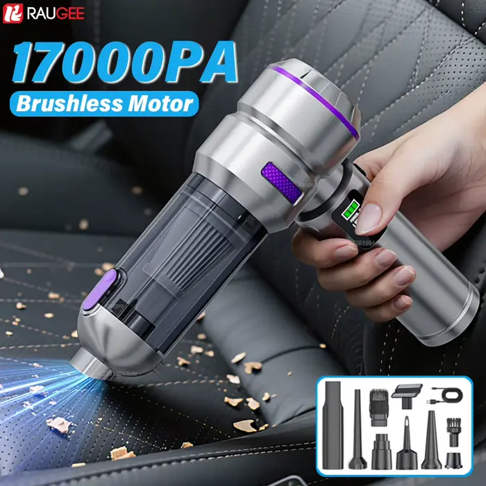 Aspirateur de voiture portable sans fil, aspiration puissante 17000PA, rechargeable par USB, aspirateur souffleur portatif pour voiture