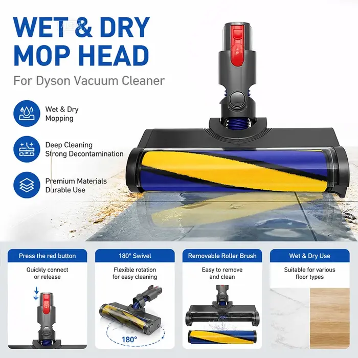 Pour V7 V8 V10 V11 V15 Brosse à rouleaux souple avec lumière LED verte pour parquet