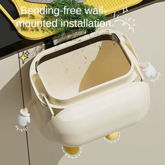 Poubelle murale DIY 9L/12L couleur crème avec couvercle pour déchets alimentaires et salle de bain