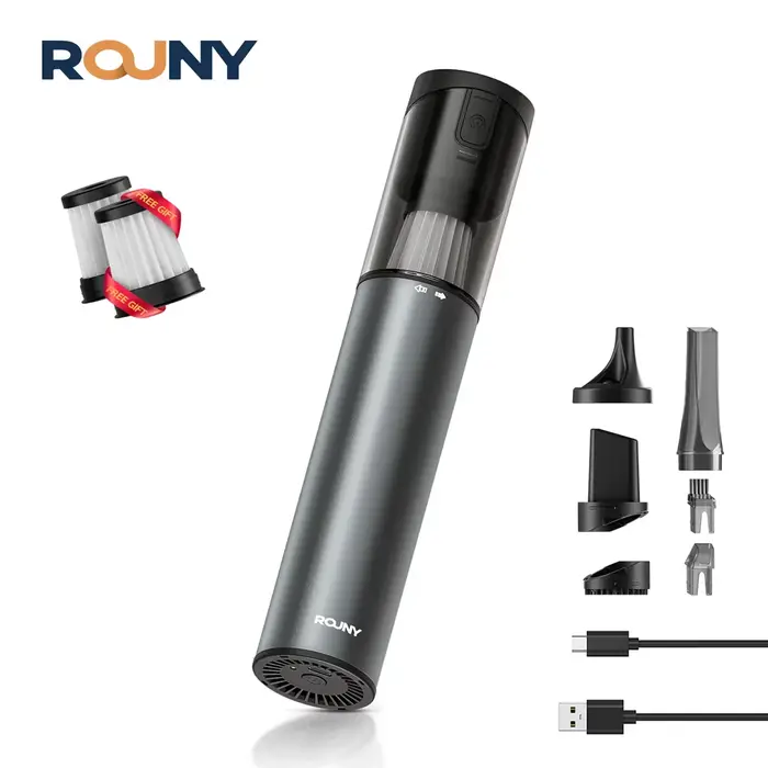 ROUNY Mini aspirateur à main sans fil, aspiration et souffleur sans balais à 2 vitesses, 70 W, Charg