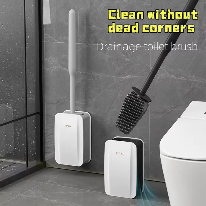 Brosse de toilette en Silicone anti-fuite d'eau avec Base