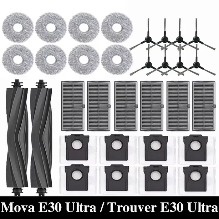 Kit d'accessoires de remplacement pour aspirateur robot Dreame Mova E30 Ultra / Trouver E30