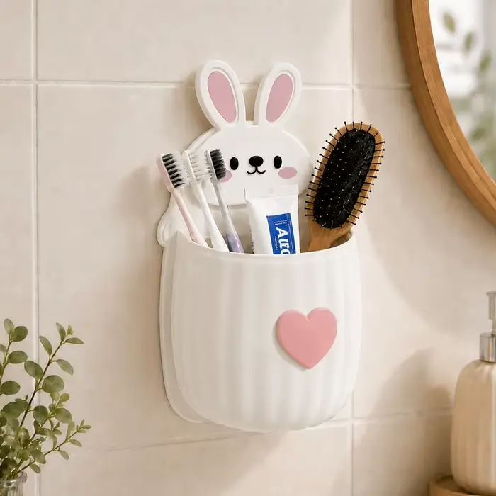 Support mural pour brosse de toilette sans perçage avec un design mignon de dessin animé pour les salles de bain