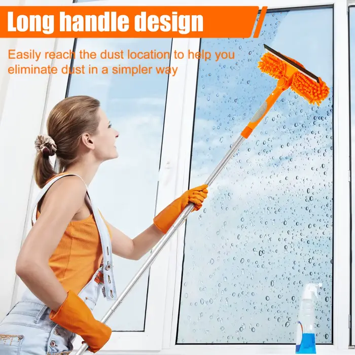 Ensemble d'outils de nettoyage de vitres extensibles 180 ° Vadrouille de fenêtre rotative à Long manche, essuie-glace domestique, brosse de nettoyage de la poussière, nouveau