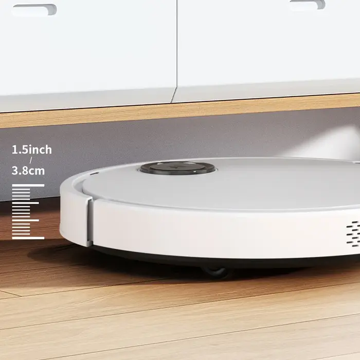 Robot aspirateur et serpillière combinés, aspirateur robot 2 en 1 avec application/télécommande, forte aspiration, fin, idéal pour les sols durs, les poils d'animaux