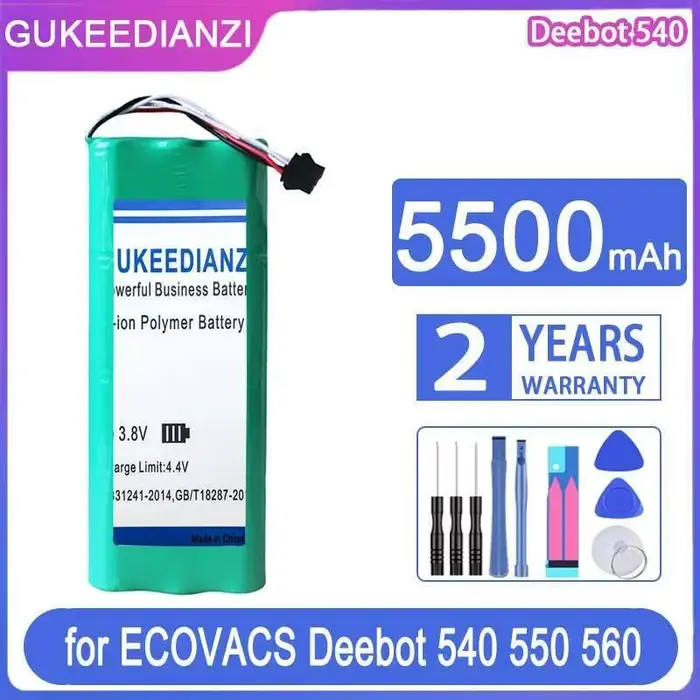 Batterie pour aspirateur robot 5500Mah, haute capacité pour nettoyeur Ecovacs Deebot 540 550 560 570