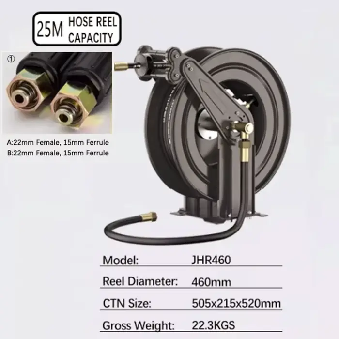 Nettoyeur haute pression rétractable pour tuyau de 25M, lave-graisse de carburant pour voiture, diam
