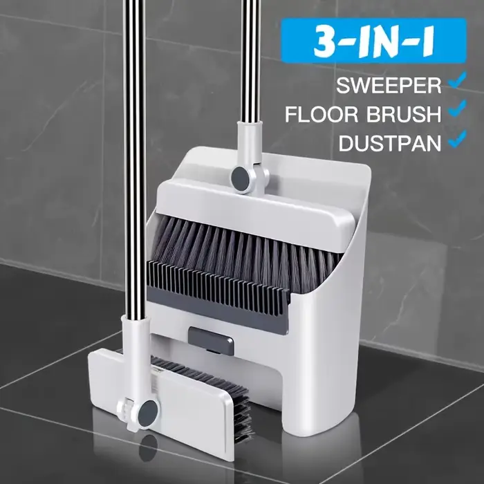 Ensemble balai, pelle et brosse à plancher pliables 3-en-1