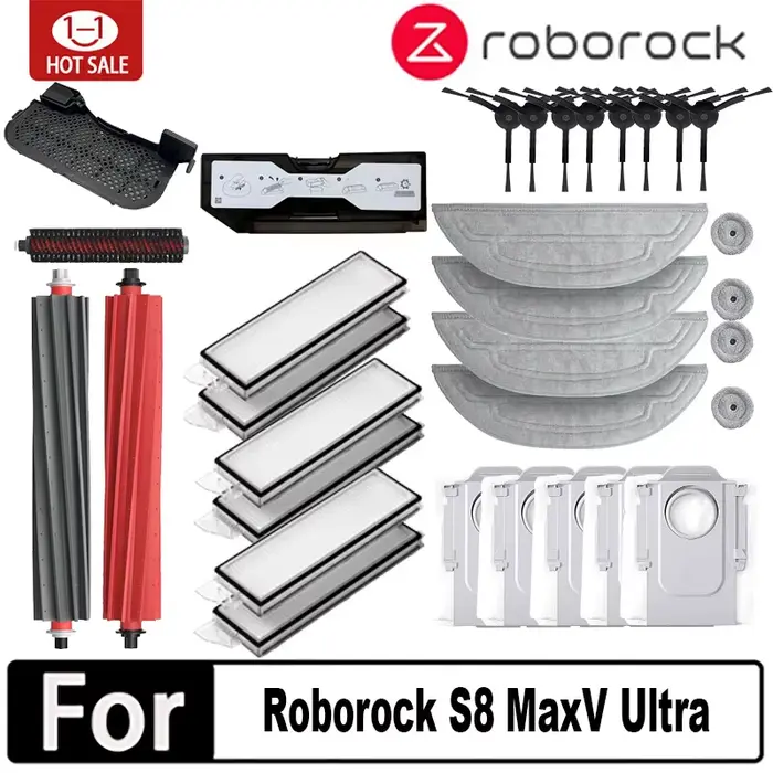 Roborock S8 MaxV Ultra robot aspirateur accessoires vadrouille Choth sacs sous vide brosse latérale filtre pièces de rechange remplaçables
