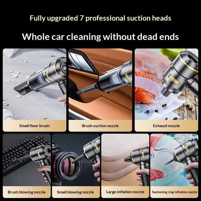 Aspirateur de voiture haute puissance, portable, sans fil, avec moteur sans balais, machine de nettoyage puissante, souffleur d'air pour appareils ménagers