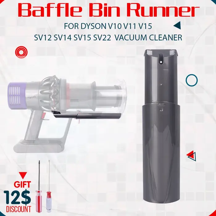 Big Bin Runner – pièce de rechange pour aspirateur Dyson V10 V11 V15 SV12 SV14 SV15 SV22, grand défl