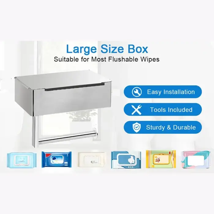 Porte-papier hygiénique avec étagère, distributeur de lingettes jetables, adapté au rangement des li