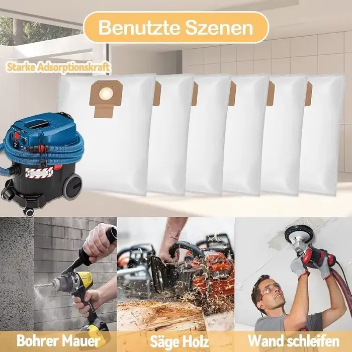 Sacs filtrants anti-poussière pour aspirateur Bosch GAS 35 M AFC/L