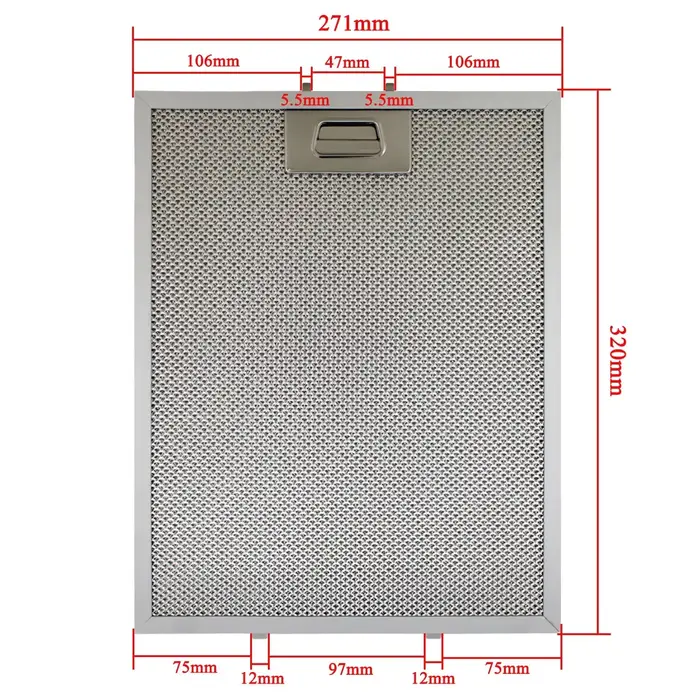 Filtre à graisse en métal pour hotte de cuisine, 271.5x320mm