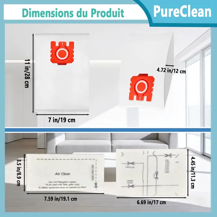 Sacs d'aspirateur FJM 3D Efficiency pour Miele Hoover Dust Bag Complete C1