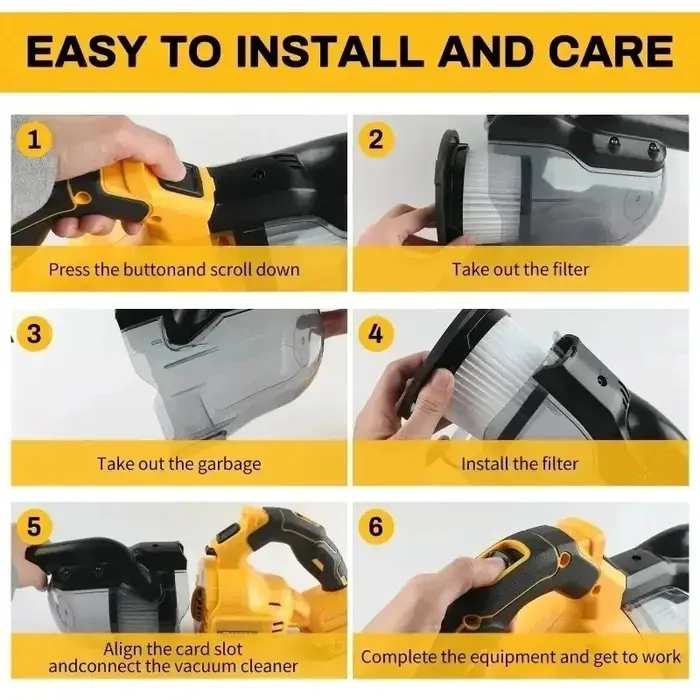 Aspirateur DCV501 adapté aux coins difficiles d'accès, aux maisons, aux tapis et aux autres lieux nécessitant un nettoyage, compatible avec la batterie Dewalt