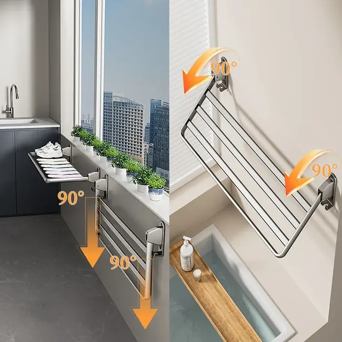 Séchoir à linge de balcon en aluminium pliable
