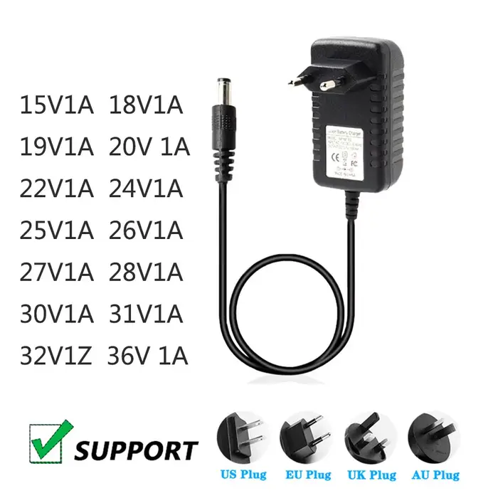 Adaptateur secteur DC 15V 18V 19V 20V 22V 24V 25V 26V 27V 28V 30V 31V 32V 36V 1A 1000MA pour aspirat