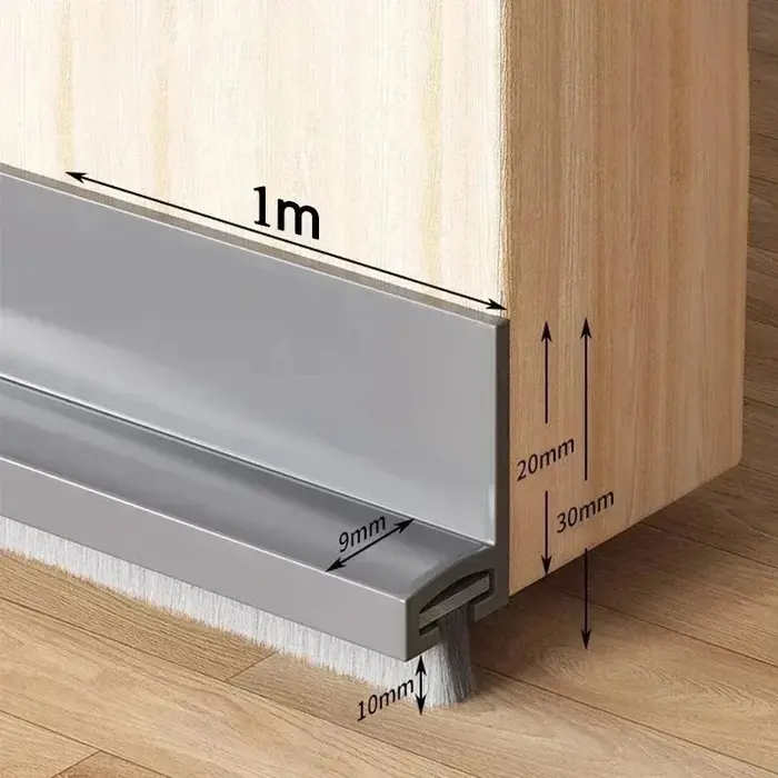 1PC Joint de porte anti-courant d'air de 1m/39.37 pouces avec brosse, réduit le bruit, balayeur de p
