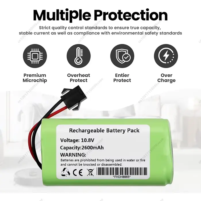 Batterie Li-ion pour aspirateur robot Vactidy T6 T7 T8, haute capacité 2600mAh 3200mAh 3500mAh 10.8V, pack rechargeable
