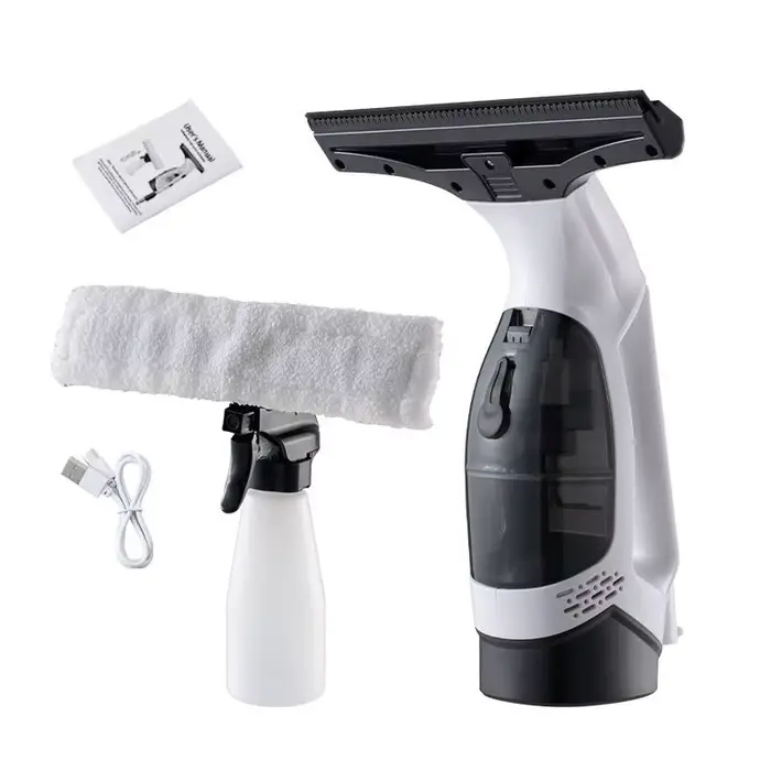 Aspirateur de fenêtre sans fil Rechargeable avec raclette, réservoir d'eau de 150ml pour miroir en v