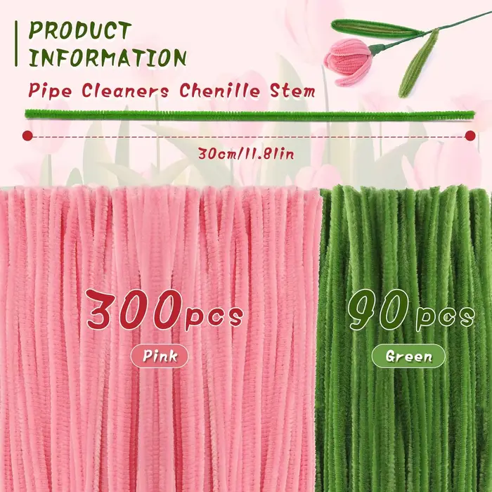 Kit de nettoyage de tuyaux rose, 130/260/390 pièces, tiges de Chenille en vrac, ensemble avec Instru