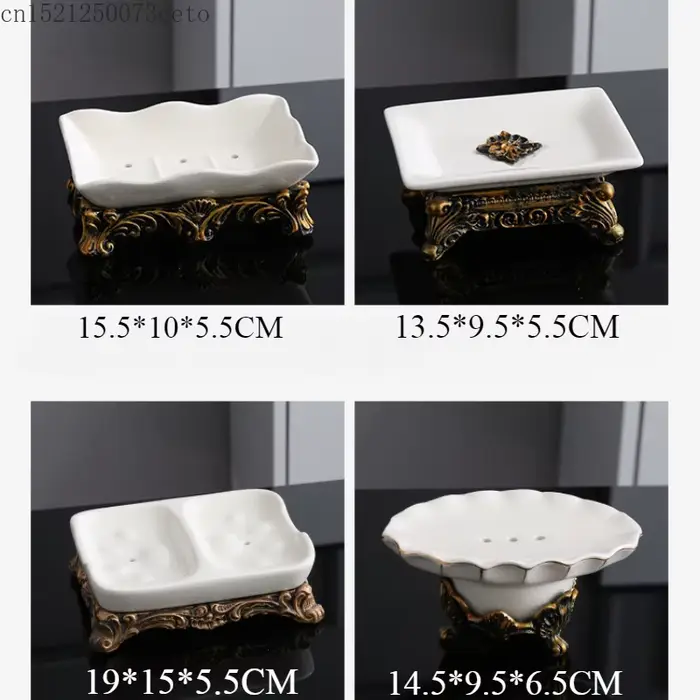 Porte-savon en céramique salle de bains 2 grilles boîte à savon Drain