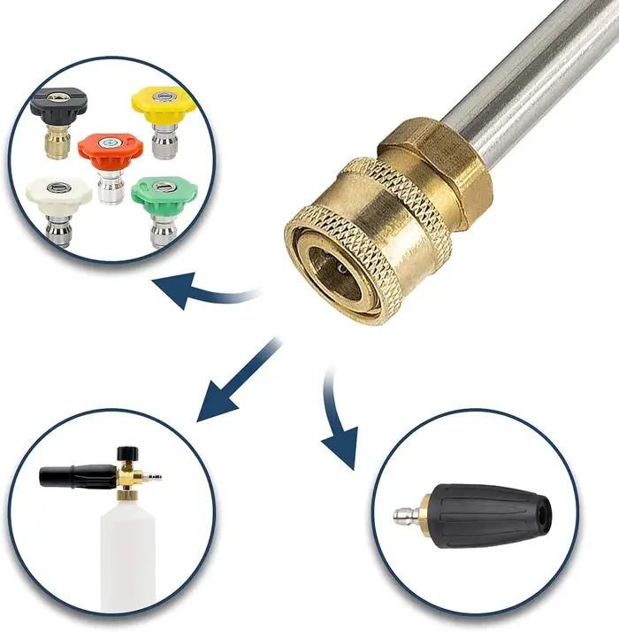 ROUE buse de Lance d'extension de laveuse de voiture haute pression 1/4 "connecteur rapide pour Parkside Karcher Stihl Nilfisk Bosch