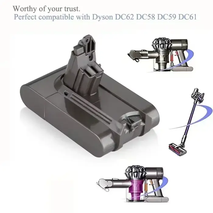 Batterie lithium rechargeable 2025 dernière génération V6 21.6V 12.8Ah pour aspirateur Dyson DC58 DC59 DC61 DC62 SV09 SV07 SV03 SV04 SV06 SV05