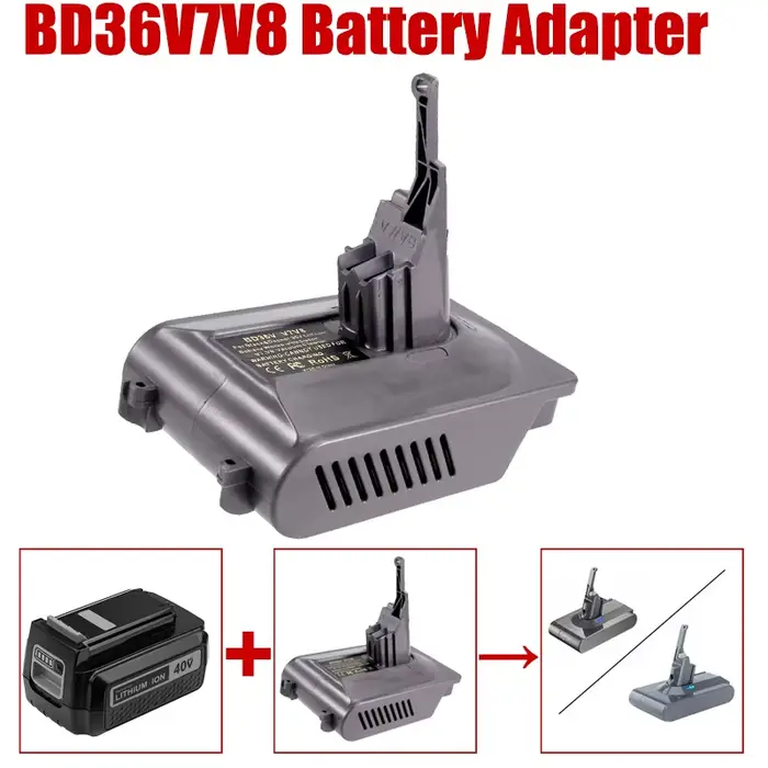 Pour Black & Decker 36V Li-ion batterie convertir en pour Dyson V7 V8 série sans fil bâton aspirateur BD36V7V8