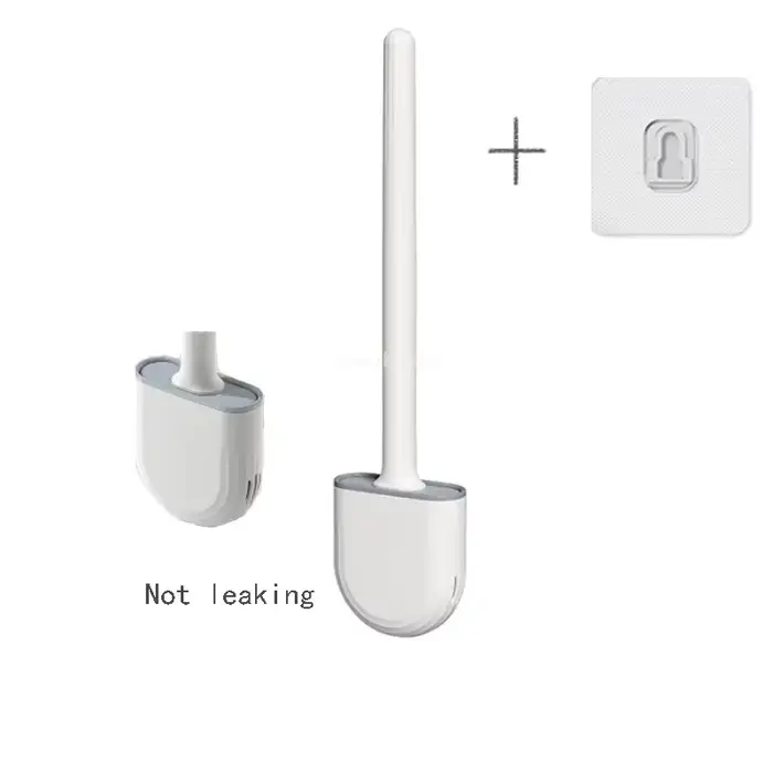 Brosse de toilette murale avec support, brosse de toilette en Silicone à Long manche, poils souples,
