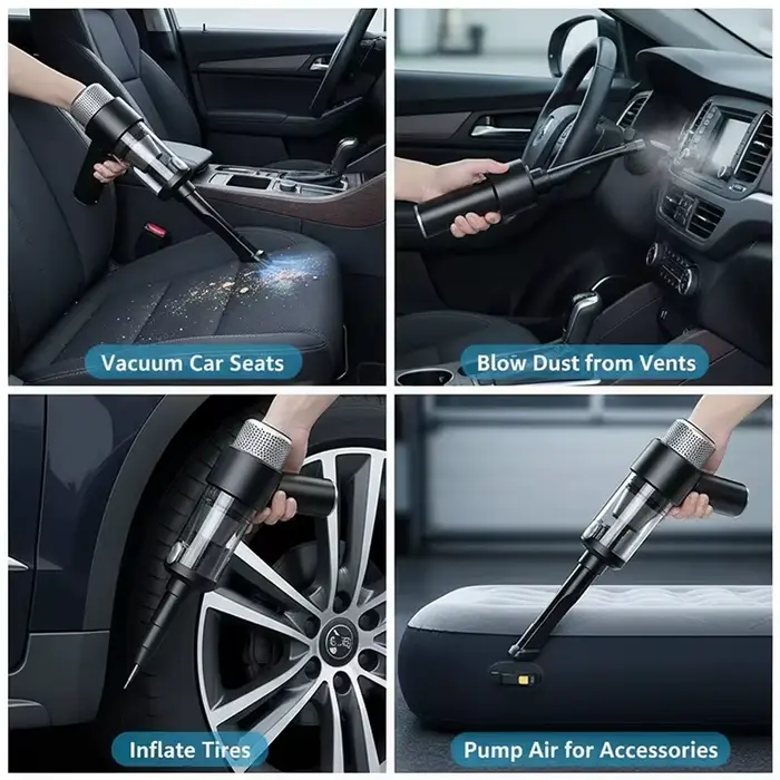VYVYLABS 15000Pa aspirateur de voiture à forte aspiration avec éclairage Led nettoyeur sans fil Rechargeable Mini