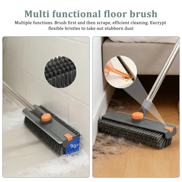 Brosse de nettoyage 3-en-1 avec long manche pour baignoire et interstices de sol