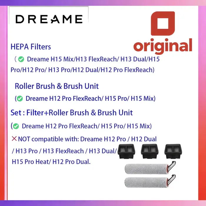 Kit de nettoyage original Dreame adapté à l'aspirateur lavant H12 Pro FlexReach/H15 Pro/H15 Mix