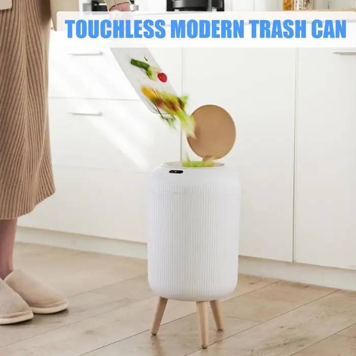 Poubelle automatique avec couvercle, petite poubelle intelligente en plastique, poubelle à capteur d