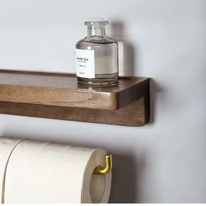 Porte-rouleau de papier toilette mural en bois