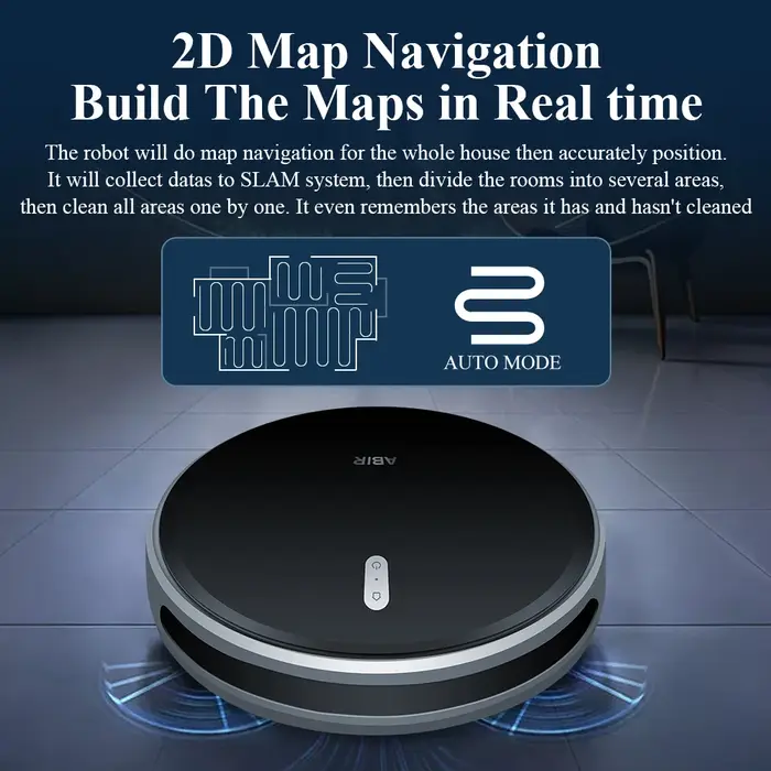 Aspirateur robot ABIR G20S, Navigation sur carte IA, partition super intelligente, avec mémoire,app