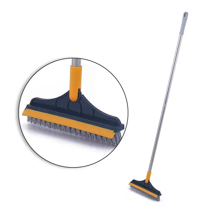 Brosse rotative 2 en 1 pour le nettoyage des crevettes de sol, manche Long, balai à poils rigides, p