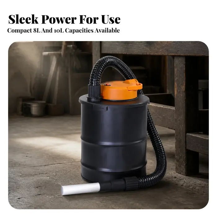 Aspirateur à cendres verticale avec tuyau, haute performance, silencieux et compact pour le nettoyage des poêles et l'organisation des ateliers