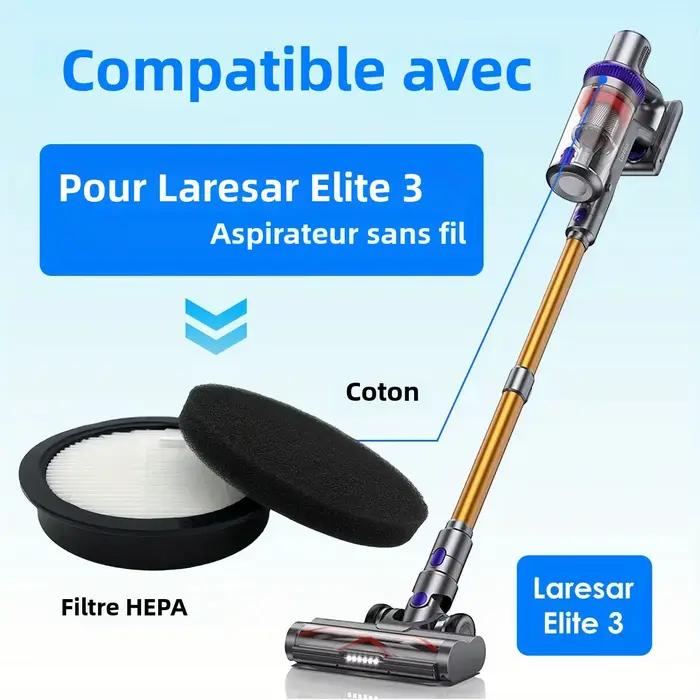 Filtre Hepa HOMETIMES uniquement pour aspirateur à batterie Laresar Elite 3